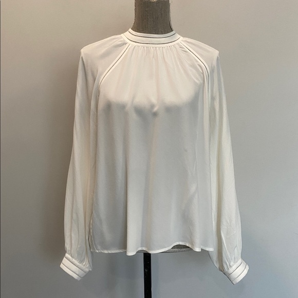 Sézane Utopie Silk Blouse Cream Ecru Long Sleeve EU 40 US 8 - Picture 7 of 16